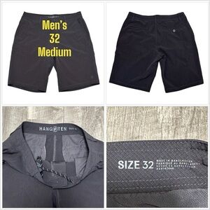 Men's Hang Ten 32 Medium Khakis Chino Black Shorts Hybrid Casual Stretch Golf